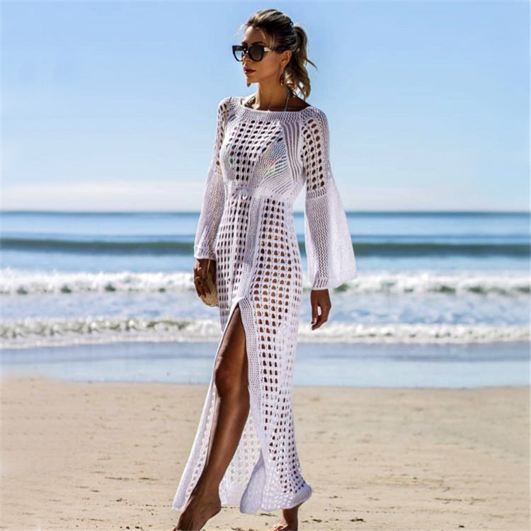 Hollow-Out Knit Beach Cover-Up Maxi