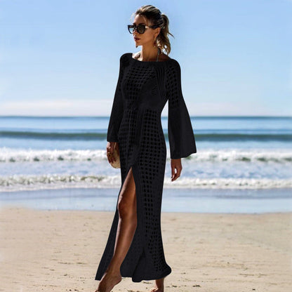 Hollow-Out Knit Beach Cover-Up Maxi