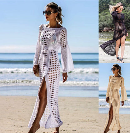 Hollow-Out Knit Beach Cover-Up Maxi