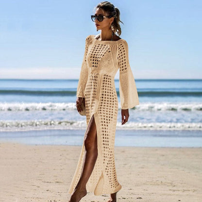 Hollow-Out Knit Beach Cover-Up Maxi
