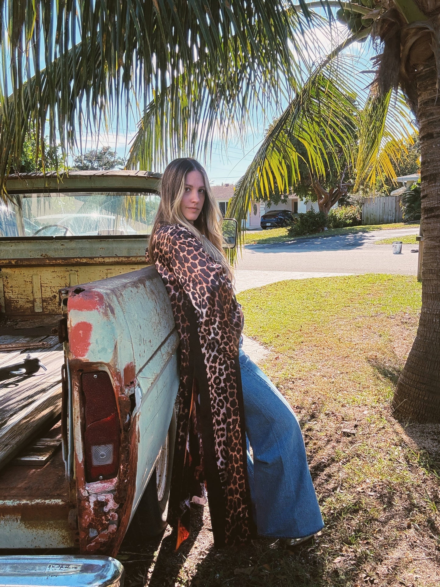 Rebel Yell Horse & Leopard Print Reversible Duster
