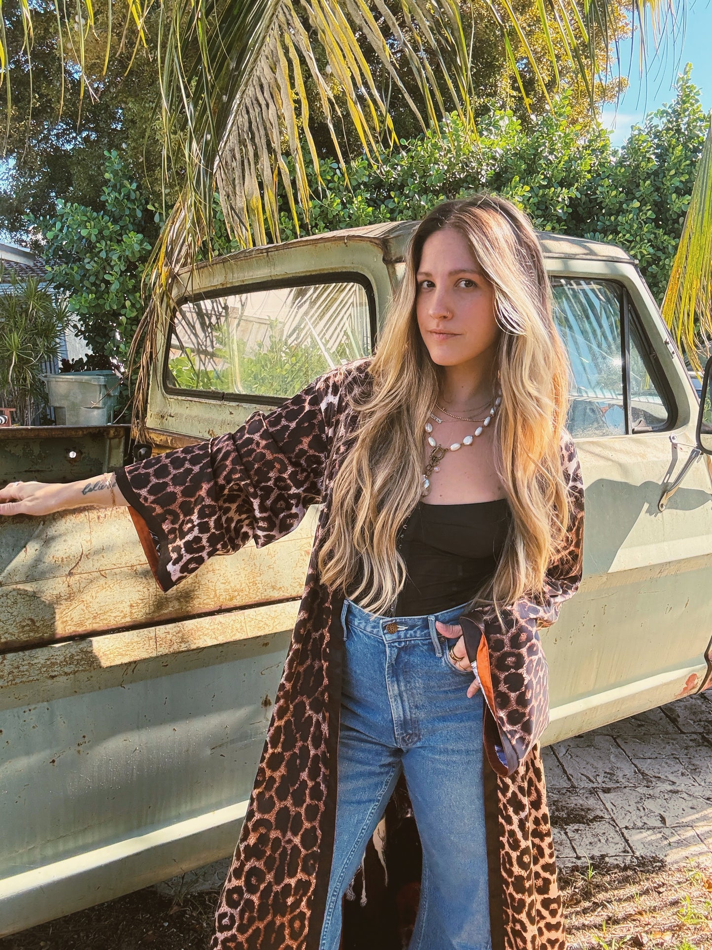 Rebel Yell Horse & Leopard Print Reversible Duster