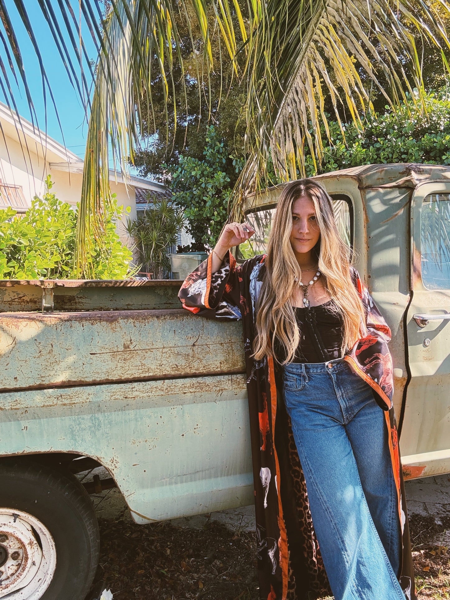 Rebel Yell Horse & Leopard Print Reversible Duster
