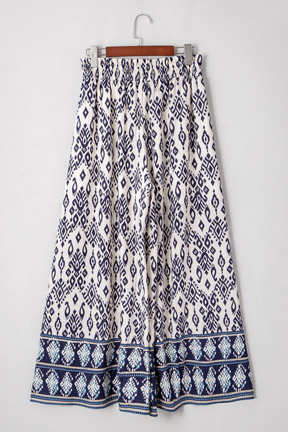 Boho Smocked High Waist Wide Leg Pants