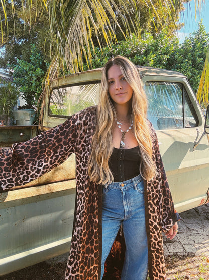 Rebel Yell Horse & Leopard Print Reversible Duster
