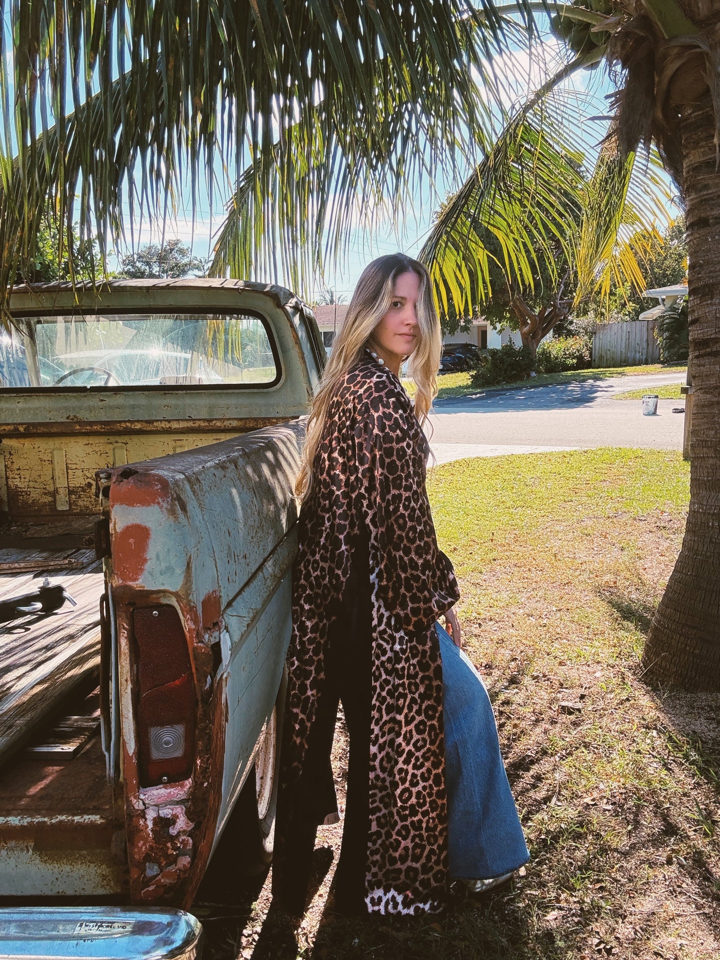 Rebel Yell Horse & Leopard Print Reversible Duster