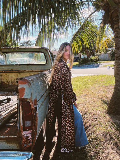 Rebel Yell Horse & Leopard Print Reversible Duster