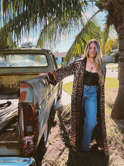 Rebel Yell Horse & Leopard Print Reversible Duster