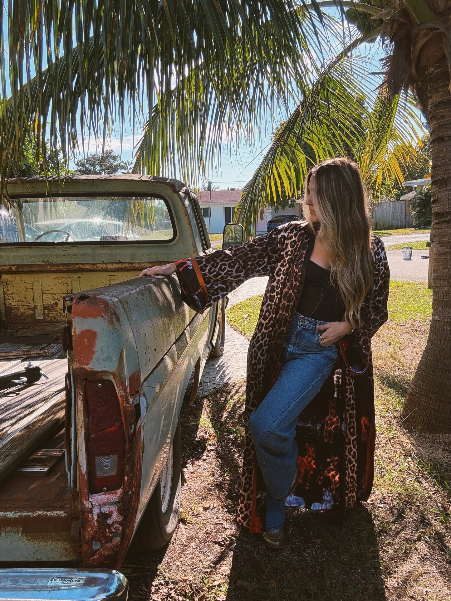 Rebel Yell Horse & Leopard Print Reversible Duster