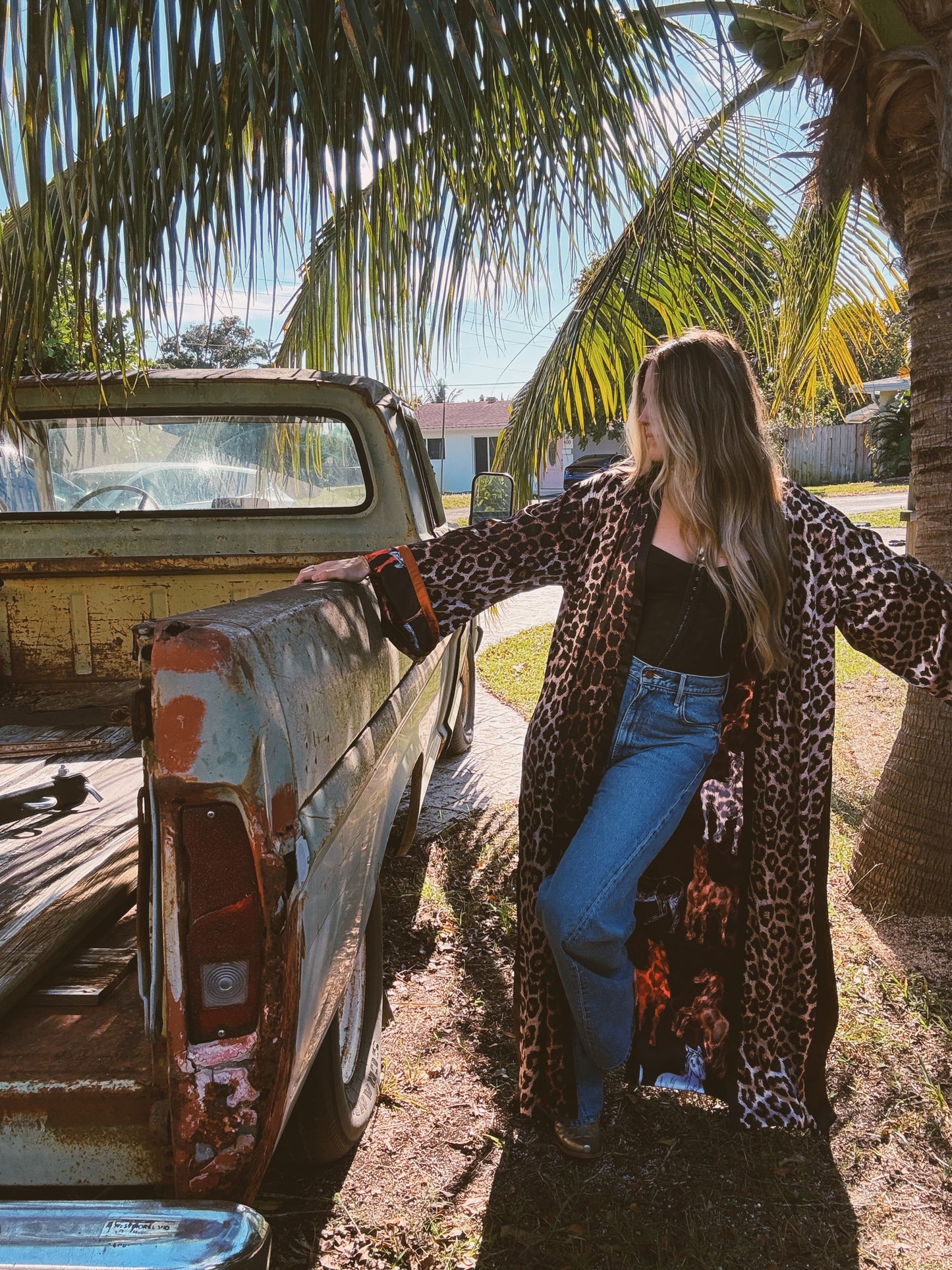 Rebel Yell Horse & Leopard Print Reversible Duster