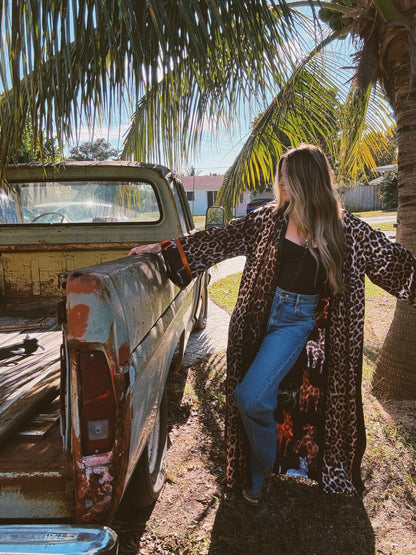 Rebel Yell Horse & Leopard Print Reversible Duster