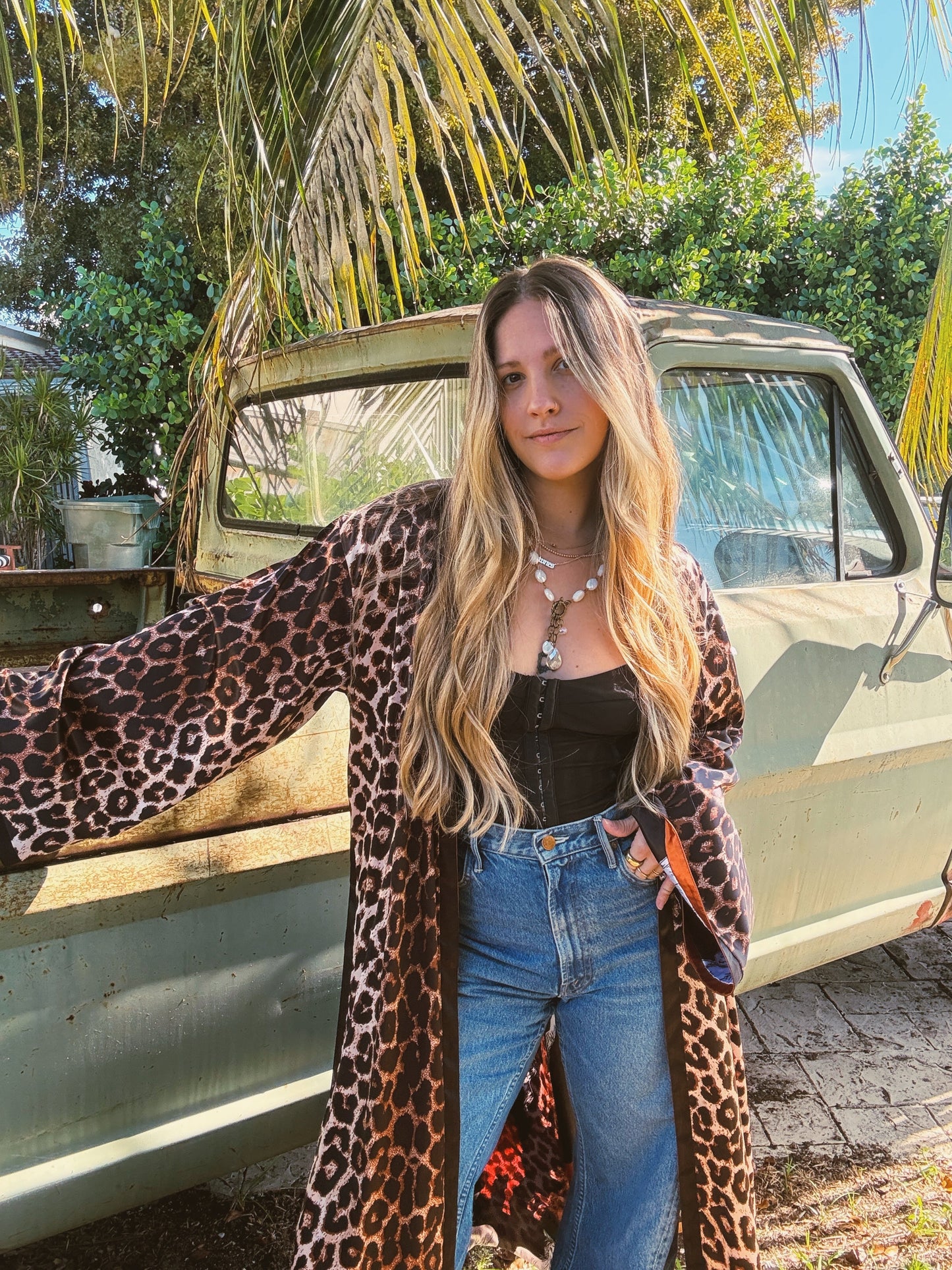 Rebel Yell Horse & Leopard Print Reversible Duster