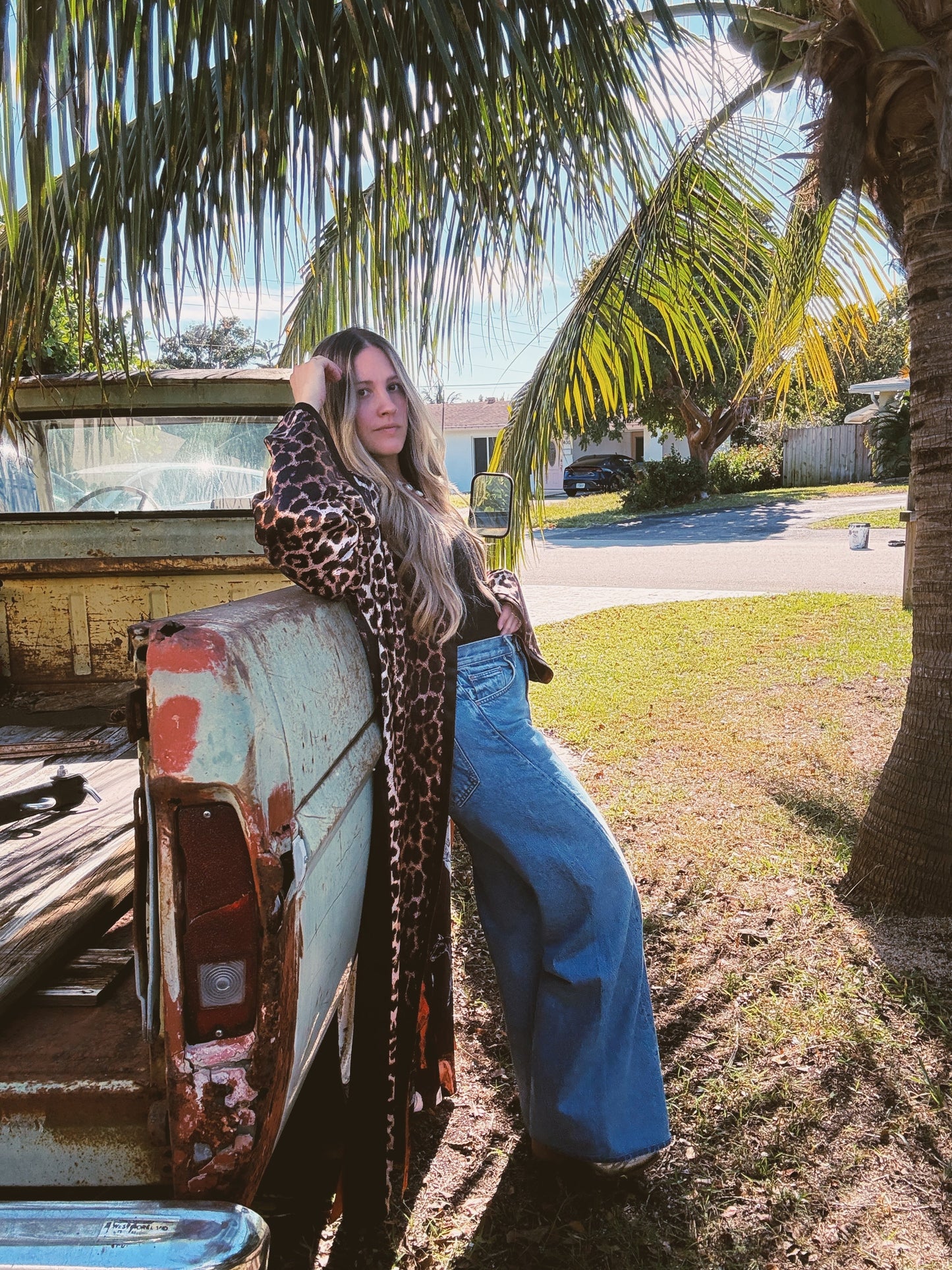 Rebel Yell Horse & Leopard Print Reversible Duster