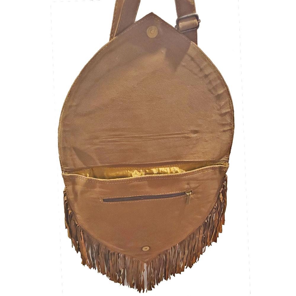 Kashida Embroidered Bihar Suede Fringe Tassel Shoulder Bag