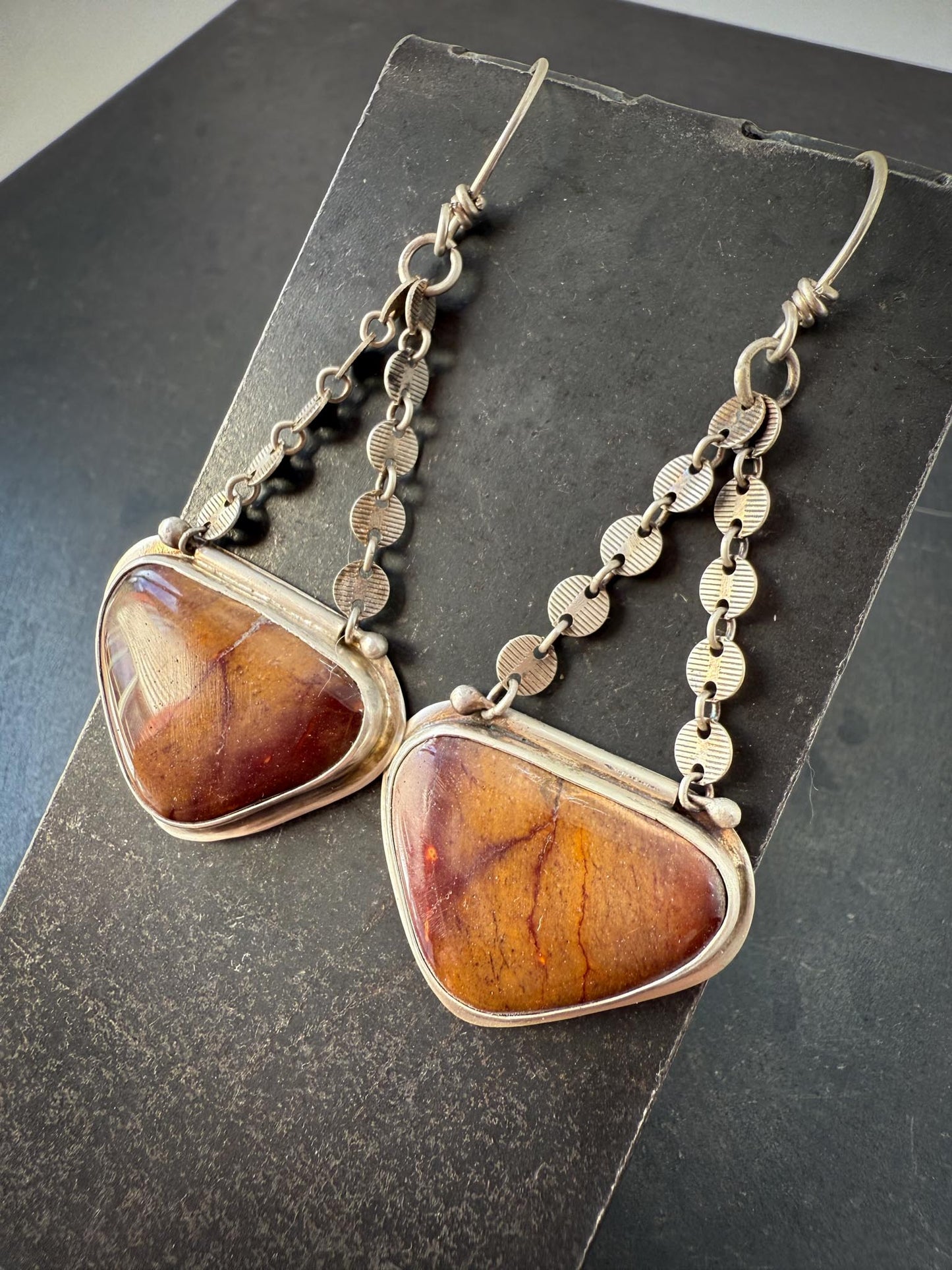 Mookeite Jasper Earrings | Sterling Silver Swing Dangles | Earthy Movement Jewelry