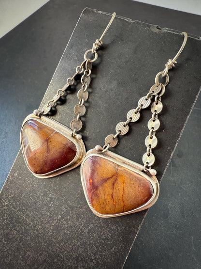 Mookeite Jasper Earrings | Sterling Silver Swing Dangles | Earthy Movement Jewelry