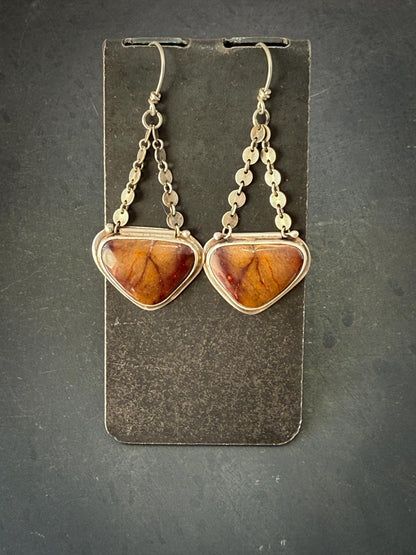 Mookeite Jasper Earrings | Sterling Silver Swing Dangles | Earthy Movement Jewelry