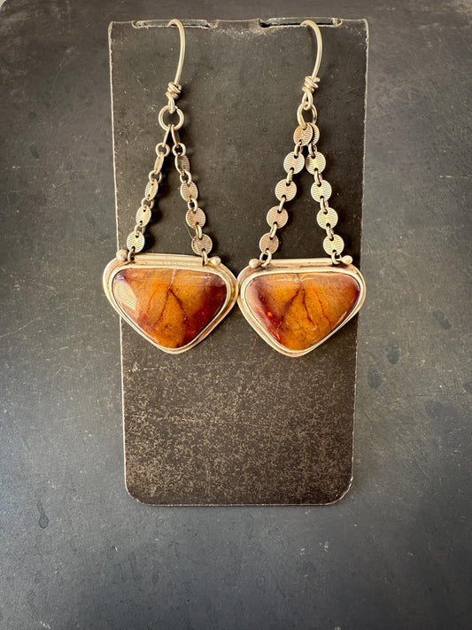 Mookeite Jasper Earrings | Sterling Silver Swing Dangles | Earthy Movement Jewelry