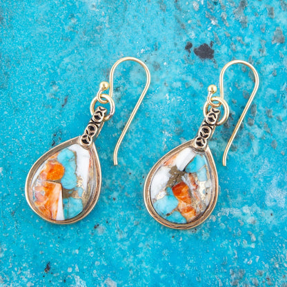 Turquoise & Spiny Oyster Shell Drop Earrings